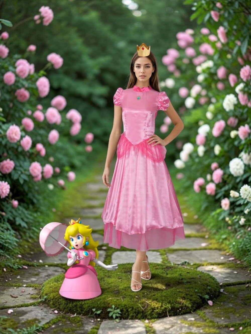 Women's Princess Peach Inspired Deluxe Costume Set, Large